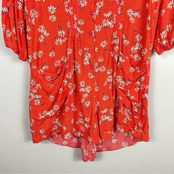 NEW Jaase size XS red romper boho bohemian floral playsuit pockets casual party - Picture 6 of 10